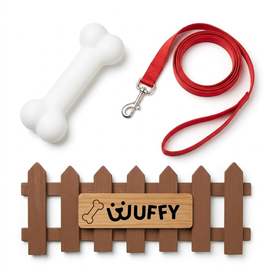Accesorios Wuffy (Correa + Hueso + Cerca)